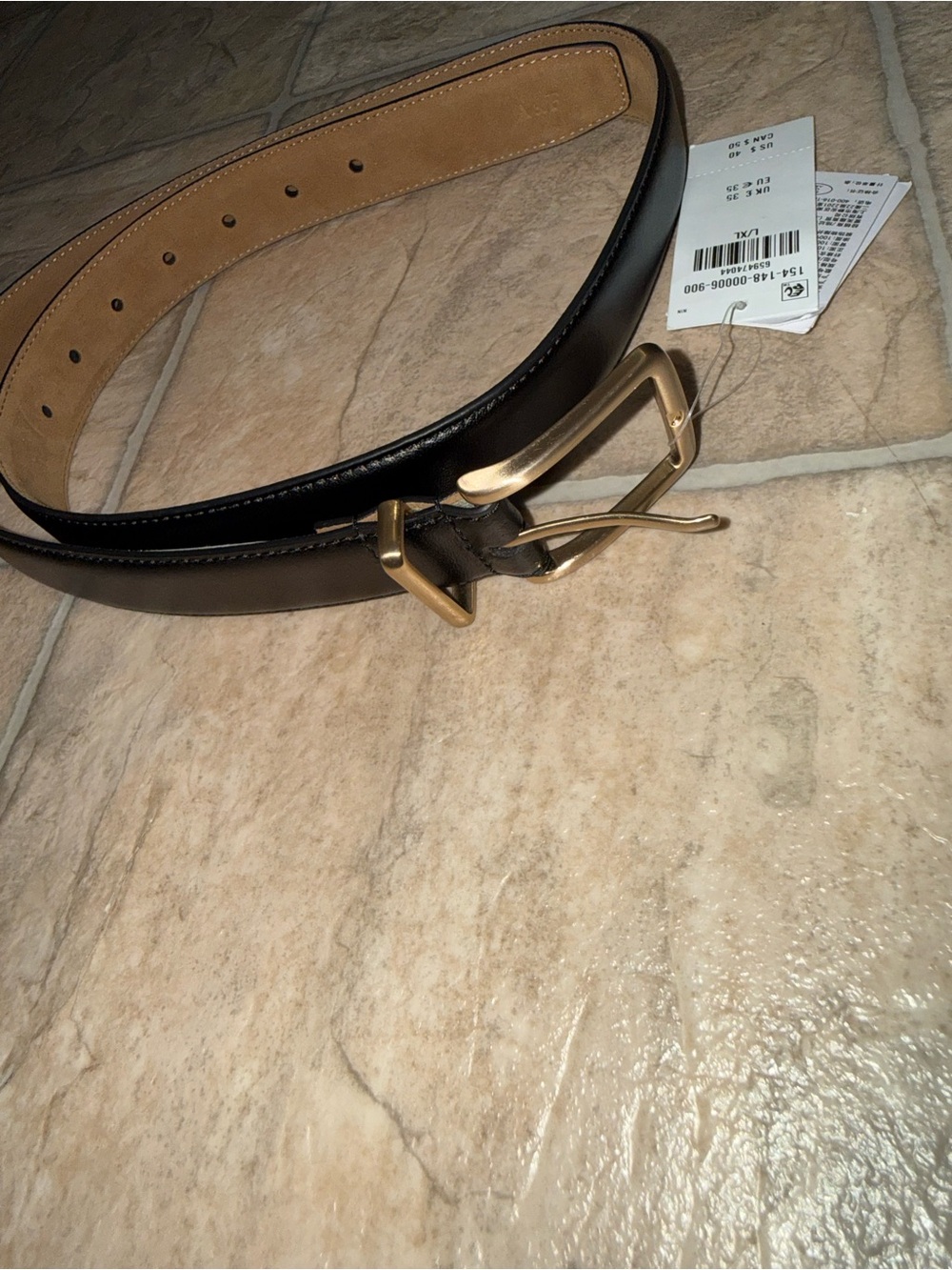 NWT Abercrombie & Fitch 90s Chunky Leather Belt Black Gold L/XL